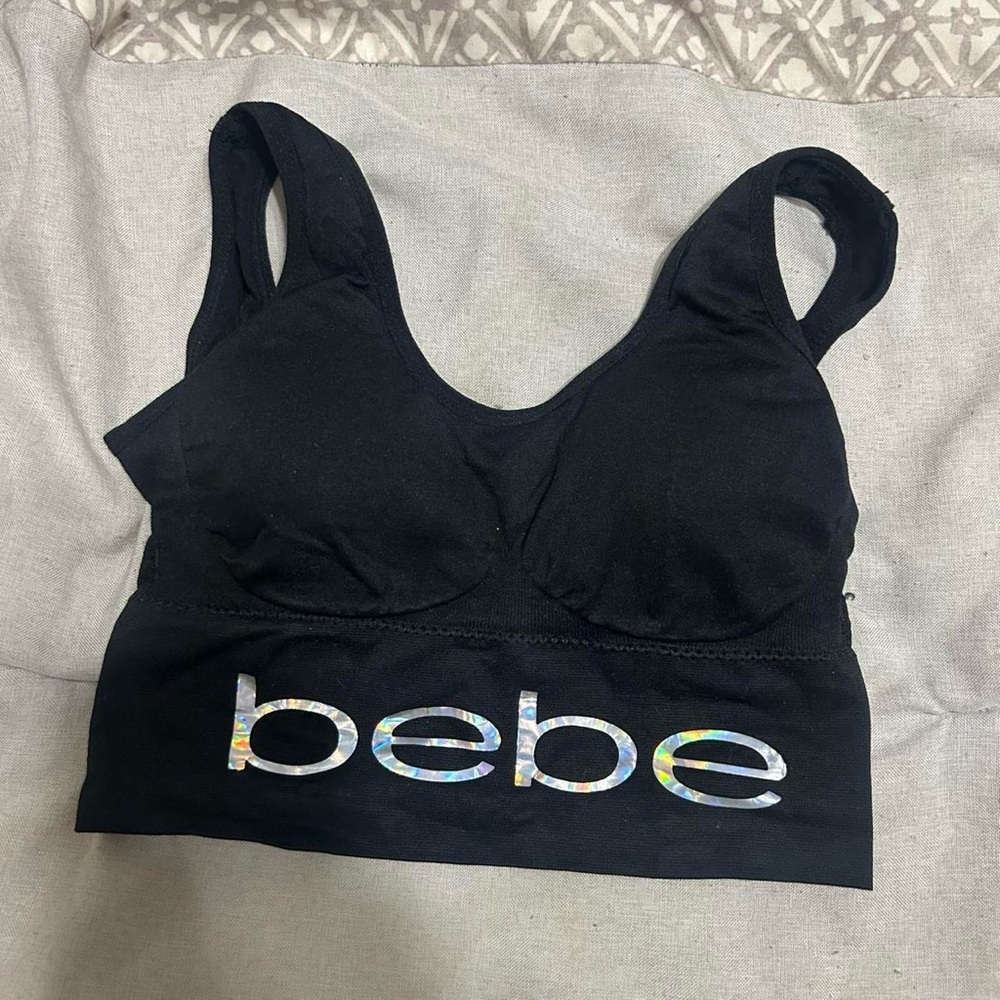 Bebe Black Sports Bra with Logo